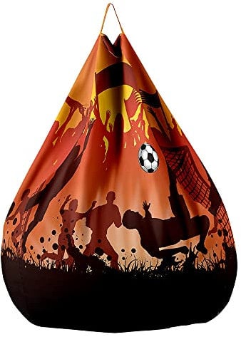 FANSU Bean Bag Cover Without Filling, Gaming Bean Bag Chair for Adult Kids, Premium Highback Beanbag Seat, Stuffed Animal Toy Storage, 3D Football Print Lazy Sofa (70x80cm,Football match)
