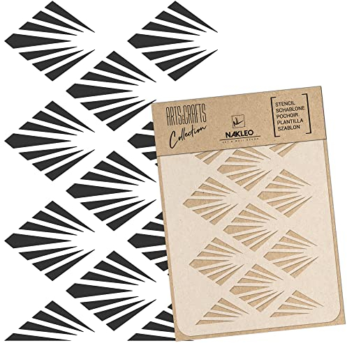 NAKLEO Malschablone für Handwerk A3 30x42cm, Art Deco Palme Muster, Wiederverwendbare Kunststoff DIY & Scrapbooking Zeichenschablone, Decoupage Kunst Vorlage, Wand Stoff Möbel Holz