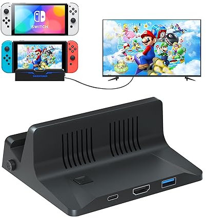 Docking station per TV HDMI 2.0 4K60Hz per interruttore/interruttore OLED, ricambio per base interruttore ufficiale con porta HDMI e USB 3.0