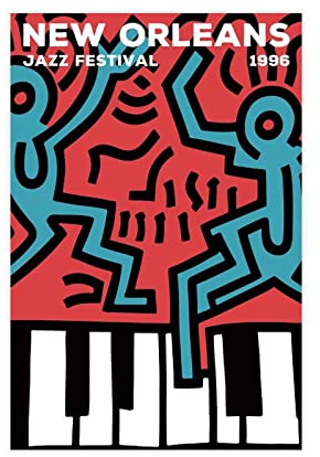 FISH DRAGATE New Orleans Jazz Festival Poster Leinwand Poster Wandkunst Dekor Druck Bild Gemälde für Wohnzimmer Schlafzimmer Dekoration Rahmen Stil 30 x 45 cm