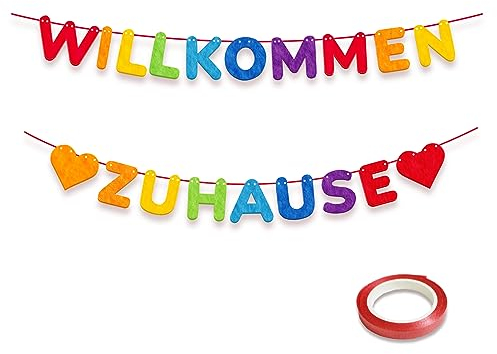 Koliphy Willkommen Zuhause Deko, Bunt Willkommen Zuhause Girlande Deko Familie Partei Welcome Home Banner für Familie Rückkehr Familienfeiern