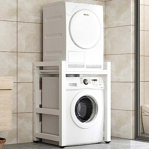 XNASU Mueble Lavadora Unidad Almacenamiento sobre Lavadora, Capacidad Carga 300 Kg, Kit Apilamiento Lavadora y Secadora, Estante Almacenamiento Lavadora Baño Cocina Balcón Lavadero White,A
