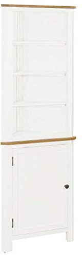 RAUGAJ Eckschrank 59x36x180cm Eiche massiv Holz,Artikelfarbe Eiche und Weiß