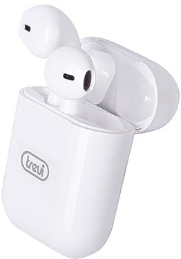 Trevi HMP 1222 AIR Cuffie Auricolari Bluetooth, Tasto per Accettare le Chiamate Telefoniche, Custodia/Base Ricaricabile, Batterie Ricaricabili, Autonomia 3 ore, Type-C