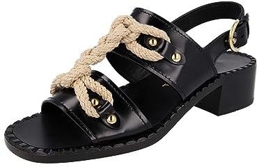 Prada Damen Schwarz Leder Sandalen 1X190M P39 F0002 38 EU