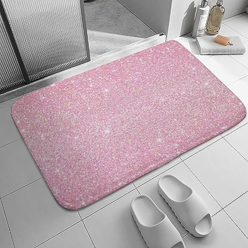 FWJZDSP Badezimmerteppiche, rosa Glitzer, rutschfeste Badematte, Bling Bling, 61 x 40,6 cm, waschbare Duschmatte, Läuferteppich für Badezimmer, Zuhause, Badewanne, Wohnzimmer
