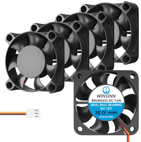 WINSINN 40mm 12V Fan - Dual Ball Bearing 5000 RPM 4010 Cooling Fan Replacement for 3D Printer/DVR/PC/Electronics, 30cm Cable with XH2.54-3PIN, Brushless 40x10mm (5Pcs)