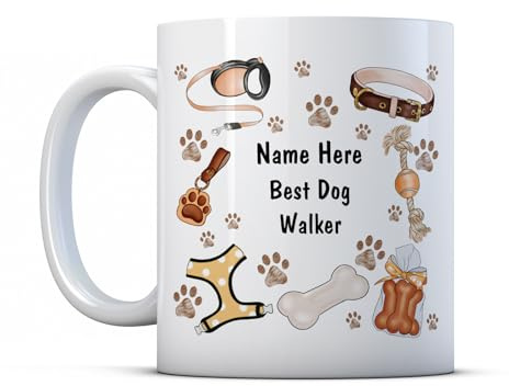Finger prints - Best Dog Walker - Personalised - Dog Owner Gift Mug, Ceramic, 11fl.oz.