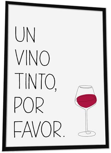 JUHMI Bilder Küche : Rotwein Poster als Deko Aesthetic Wanddeko Küche/Esszimmer/Wandbilder Wohnzimmer - Wein Geschenk: Un Vino Tinto Por Favor - A5 (15x21cm) Ohne Rahmen