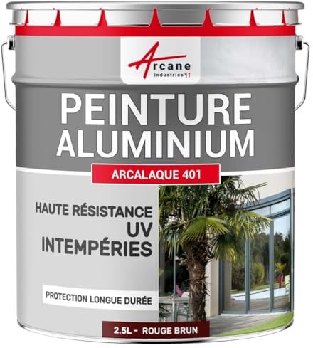 Peinture aluminium pour fenêtre, veranda et portail - 2.5 L Rouge Brun - Ral 3011 - ARCANE INDUSTRIES