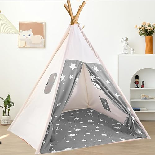 Takezuaa Tipi Zelt für Kinder,Sternen klassisches indisches Spielzelt für Kinder Tippi Kinderzelt für drinnen/Outdoor,Tipi Zelt Kinderzimmer,Waschbar Kinderzelt,Spielzelt für Mädchen & Jungen