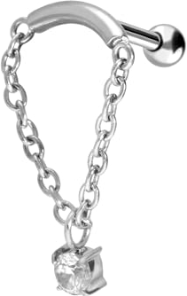 PIERCINGLINE Ohrpiercing Chirurgenstahl Bogen Kette Kristall Piercing Ohr-Stecker Helix Tragus Silberfarben