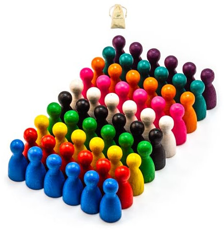 Waldfelsen® Halmakegel: 60 Halmakegel aus Buchenholz in zehn Zubehör für Brettspiele