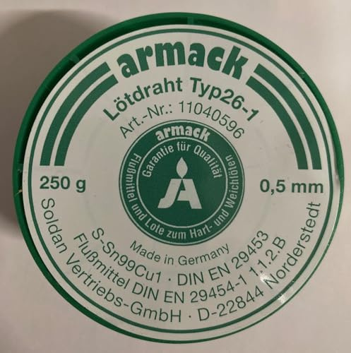 armack Lötdraht Typ26-1 0,5 mm Ø 250g S-Sn99Cu Flussmittel gefüllt