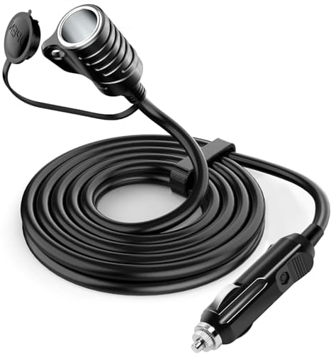 Zigarettenanzünder Verlängerung, 5m KFZ Verlängerungskabel 12V, 16AWG Kabel mit Sicherung für 12V/24V, Zigarettenanzünder Buchse Stecker für Kühlbox Reifenkompressor