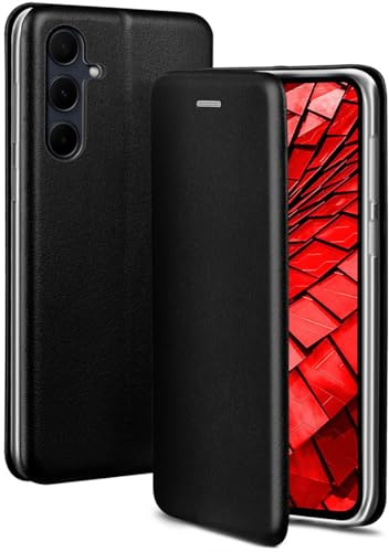 ONEFLOW Business Case für Samsung Galaxy A35 5G Handyhülle klappbar mit Standfunktion, Klapphülle Flipcase Cover Dünn, PU Leder Hülle mit Kartenfach, 360 Grad Schutzhülle, Schwarz