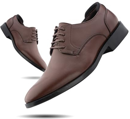 Hitmars Zapatos Hombre Vestir Oxford Derby Boda Traje Brogue Cuero Formales Zapatos de Cordones Comodos 4-Marrón EU 45