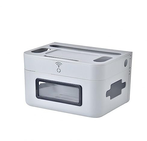 Huangj-0527 Kabelbox Praktisches Wi-Fi-Router-Regal zur Wandmontage, 2 Farben, gut tragender Wi-Fi-Router-Behälter, Schlafzimmerzubehör Kabelmanagement Box(Grijs)