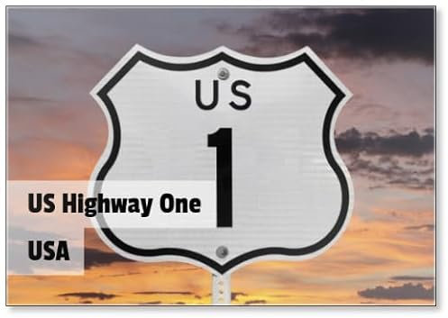 US Highway One Schild mit Sonnenaufgang Himmel, Kühlschrankmagnet