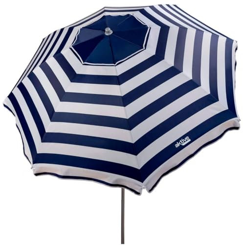Hogar y Mas SOMBRILLA DE Playa UV50 Oxford Azul Y Blanca ø220CM
