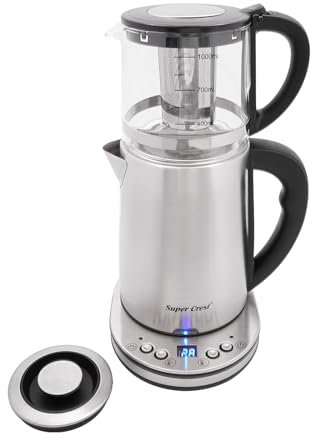 JAYEUW Bollitore elettrico in acciaio inox a LED con regolazione della temperatura/funzione di mantenimento al caldo, 2,5 + 1 l, doppio bollitore con beccuccio a forma di V, 1500 W SCT-4003