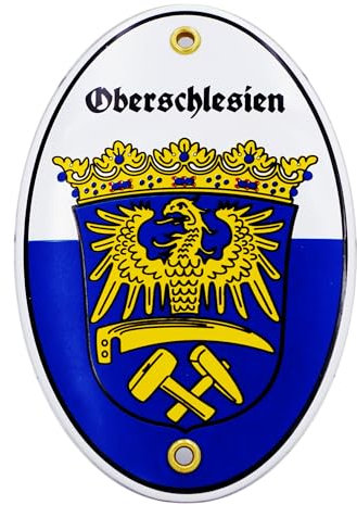 Emailschild Wappen OBERSCHLESIENS 15x10 cm | Wappen Schlesiens | Oberschlesien | Schlesischer Adler | Wappentier | wetterfest | Schild Emaille