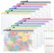 12Pcs Plastic Wallets with Labels, A4 Zip Lock Folders, Waterproof Mesh Document Bag for School Office Travel, Clear Zipper Pouch Pocket for Bill Luggage Homework Jigsaw Storage