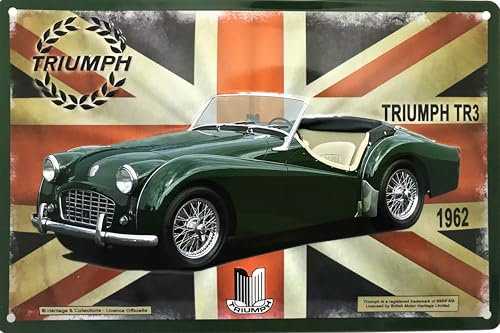 19651RB TRIUMPH TR3 1962 Retro Vintage Blechschild 20x30 cm mit 4 x 5mm Lochung zur Wandbefestigung | Geschenkidee für Fans von Autozubehör Oldtimer