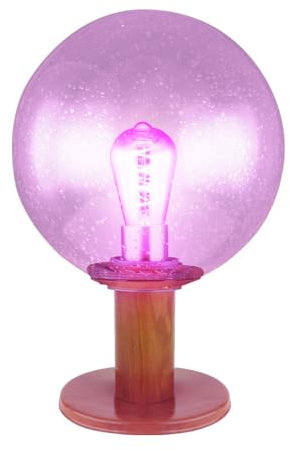 GLOBO Gartenlampe Stehleuchte Sockelleuchte Außenlampe Stehlampe, Alu Holzoptik Glaskugel, Blasen-Optik, dimmbar Fernbedienung, RGB LED 8,5W 806Lm 3000K warmweiß, DxH 25x38 cm