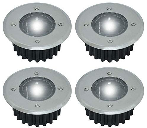 Petyoung 4 Pack Solar Decking Lights, Outdoor Garten Edelstahl Bodenleuchten für Landschaft Wegbeleuchtung