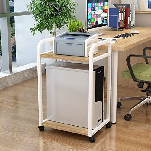 PZEOB druckertisch Druckerständer Druckertisch mit Aufbewahrung 2-stufiger Druckerwagen für Drucker Scanner Fax Druckerregal für den Einsatz im Home Office Einfach zu bedienen