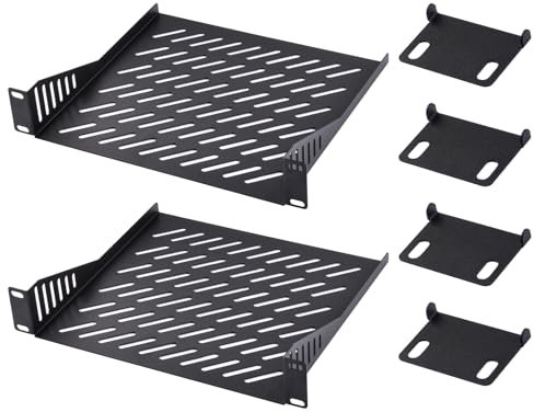 GeeekPi 10 inch 1U Server Rack Shelf Vented Rack Mount Cantilever Tray for 10 Inch Network Equipment Rack & Cabinet and DeskPi Rackmate T1/T0 (2PCS)