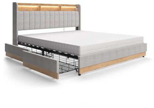 VitaliSpa Polsterbett Nura, Funktionsbett, Grau, 180x200 cm mit Matratze