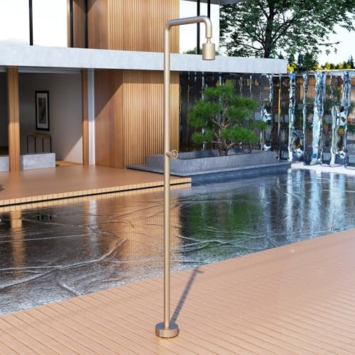 NOLUXA IMEX - Ducha Piscina Exterior Acero S.316 | Ducha Terraza Exterior con Rociador Tubular 80mm | Outdoor Shower para Jardin con Agua Fría | Serie Pool | Color Moka