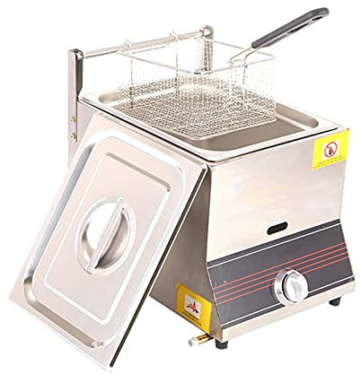 LYDBMYT Freidora a Gas, freidora de encimera Comercial con Cesta para restaurantes de Comida rápida y Bares (Individual)