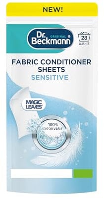 Dr. Beckmann Fabric Conditioner Sheets Sensitive | No mess | Convenient and pre-dosed fabric conditioner sheets |Dissolvable | Hypoallergenic fragrance | 14 sheets