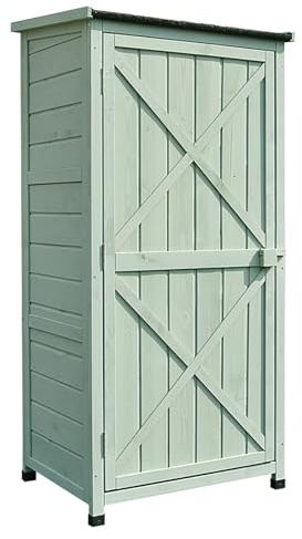 BSKJMMP Aufbewahrungsschuppen Gartenhaus Holz Outdoor Organizer mit Boden Werkzeugregal Schrank mit Regalen und Holztüren für Terrassenmöbel Kissen Pool Spielzeug