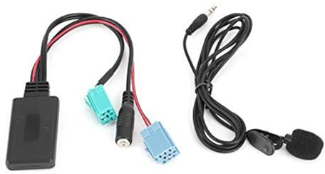 Pizgear Adaptateur Bluetooth for autoradio, câble Audio Bluetooth ABS 6 Broches, avec Microphone, Compatible avec Clio/Espace/Mégané Adaptateur d'antenne Radio