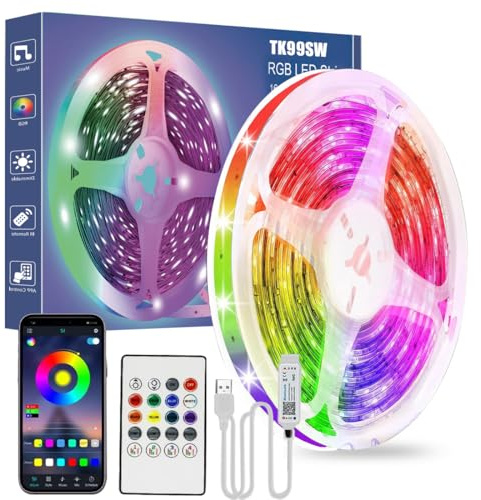 TK99SW LED TV 4M, RGB Striscia LED USB con Musica Sincronizzazione Bluetooth APP e Telecomando per 50-70 HDTV, PC, camera, festa e decorazione domestica