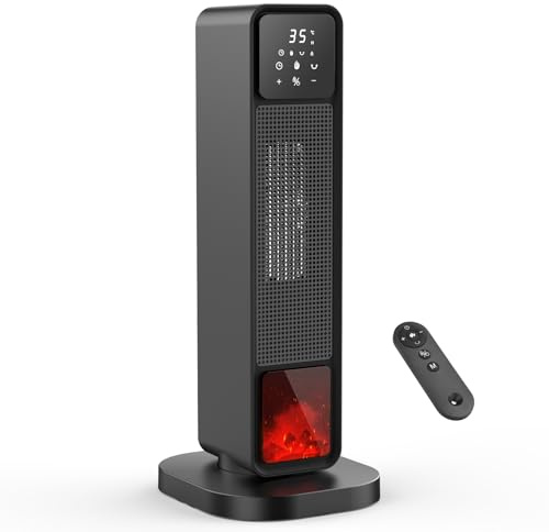 Electric Heater, 2200W Energy-efficient Space Room Heater, Portable Ceramic Fan Heaters, Thermostat, 70° oscillation, 4 Modes 12H Timer, Overheat & Tip Over Protection, Safe Wood Stove Effect