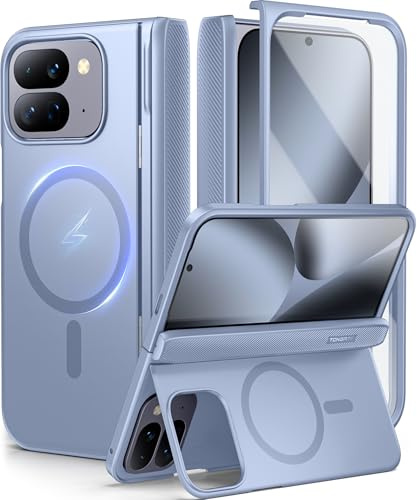 Tongate Magnetic for Pixel 10 Pro Fold Case with Stand, [Compatible with MagSafe] Rugged Phone Case for Pixel 10Pro Fold Built in Screen Protector & Hinge Cover for Google Pixel Fold3 2025 8,HD Gray