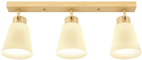 HOMCOM Deckenleuchte LED 40W 3-flammige Deckenlampe mit Doppelmontage | 90° Verstellbare Köpfe, 3 E27-Fassungen, Wohnzimmerlampe, Küchenlampe, Deckenbeleuchtung