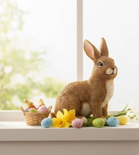 LB H&F Hase Osterhase Dekohase Figur Dekofigur Osterdeko Ostern Hygge niedlich süß groß XL edel Design Osterfigur Frühlingsdeko Fensterbrett Familie Deko Hase Kaninchen (2)