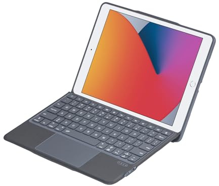 Dolpking Keyboard Case for iPad 9th Gen with Keyboard (10.2, 2021), Multi-Touch Trackpad, 7 Color Backlight, Magnet Detachable Keyboard for iPad 8th Gen (2020), 7th Gen (2019), Air 3 (Grey)