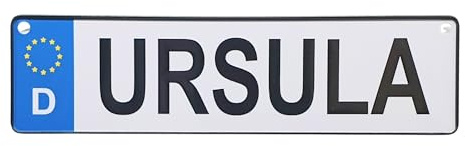 Albatros GmbH Autokennzeichen, Alu Namensschild Ursula mit 2 Saugnäpfen, Kennzeichen, Personalisiertes Nummernschild für Auto, LKW, Kinderzimmer, Bobbycar, Kettcar oder zur Geburt von Ursula