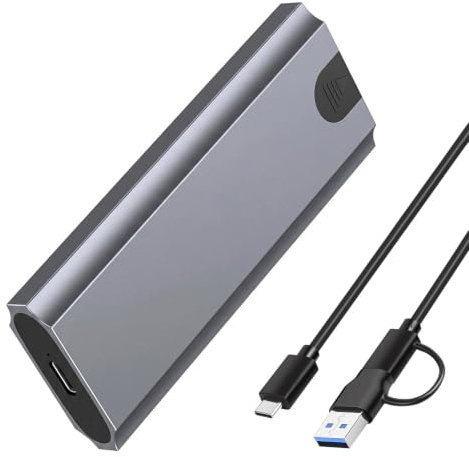 Carcasa SSD M.2 NVMe USB C 3.2 Gen 2, 10Gbps Caja para Disco Duro PCIe Case Support UASP y Trim, Caja Disco Duro Soporte 2242/2260/2280 M.2 NVMe/SATA SSD