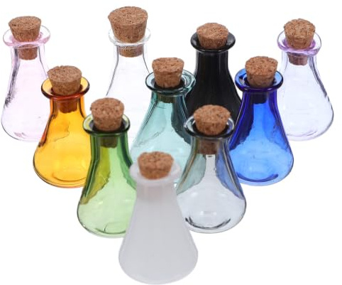 ULTECHNOVO 10piezas Mini Botellas de Vidrio con Tapa de Vidrio y Corcho de Frascos Ornamentales para Decoración DIY Botellas Sensoriales Deseos para Manualidades y Regalos