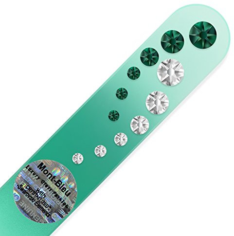 Mont Bleu Handgefertigte Glasnagelfeile von Hand dekoriert mit crystals from Swarovski - Tschechische Kristallnagelfeile, Echtem gehärteten Glas aus Tschechien