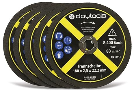 DAYTOOLS Trennscheibe Metall, 180x2,5x22,2 mm, 5 Stück