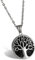 Collana da uomo, in acciaio, con ciondolo, pendente Oidea, vintage, albero della vita, catena da 55 cm, argento nero